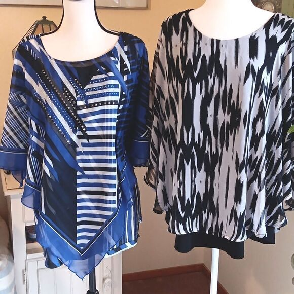 Avenue TWO Top Bundle Size 14-16.  Poncho. Layered. Career. - Picture 1 of 14